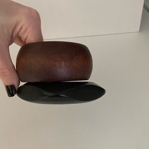 Wood cuff bracelets, set of 2.